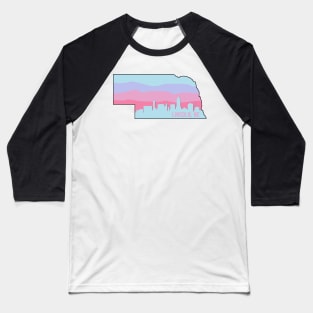 Nebraska Lincoln Skyline Sunset Baseball T-Shirt